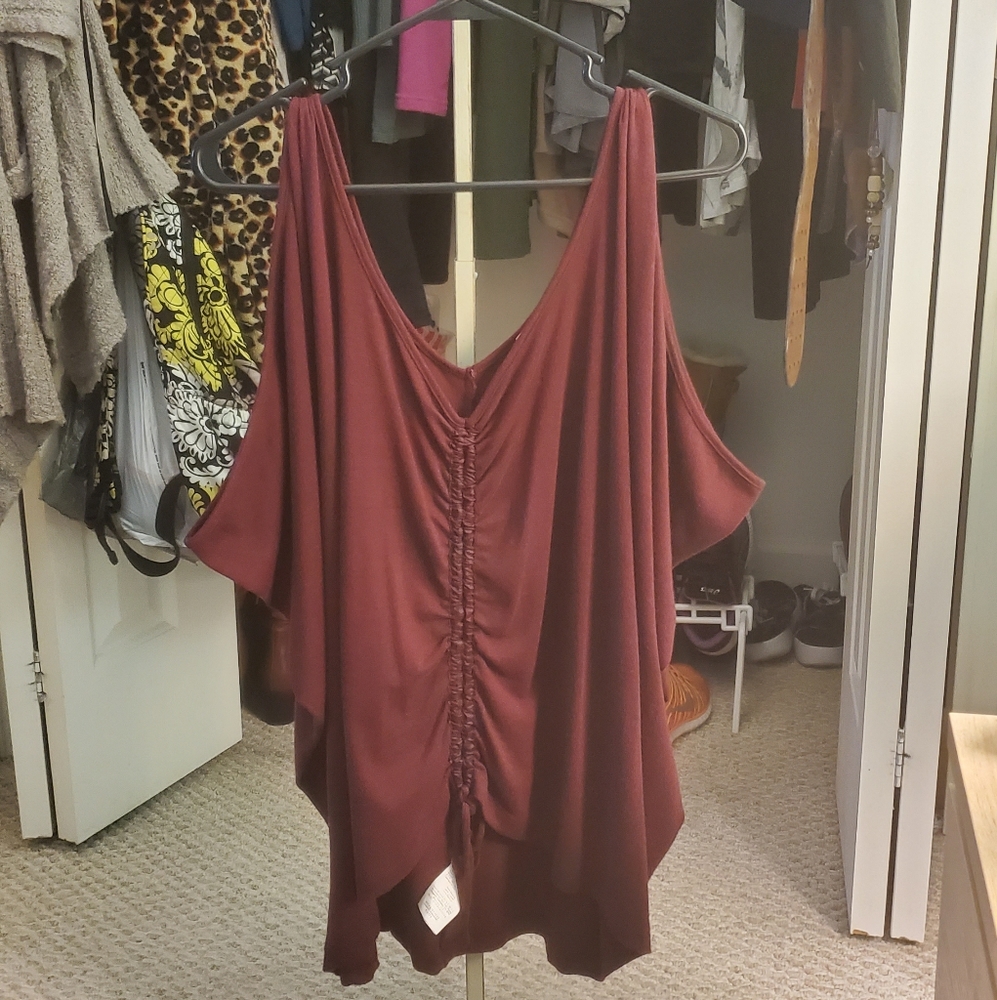 Women's BeBe PH8 Burgundy Drawstring Top Large